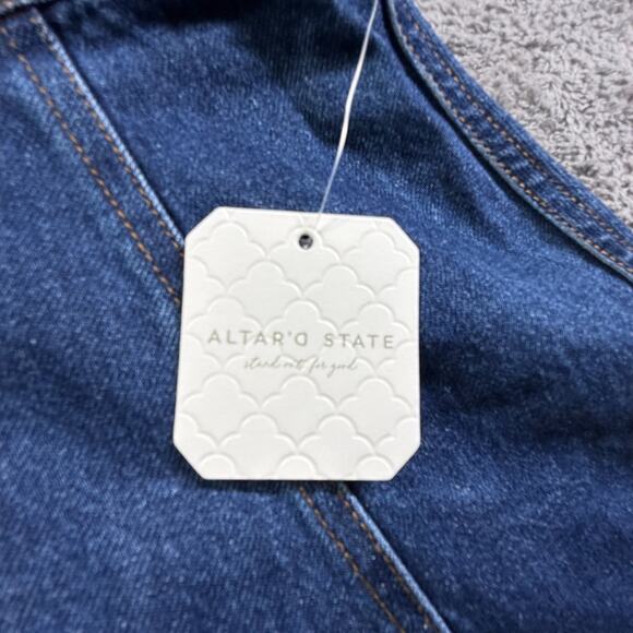 Altar'd State S Womens Denim Mini Skirt Blue Jean A-Line Cotton Flare NWT - Picture 4 of 9
